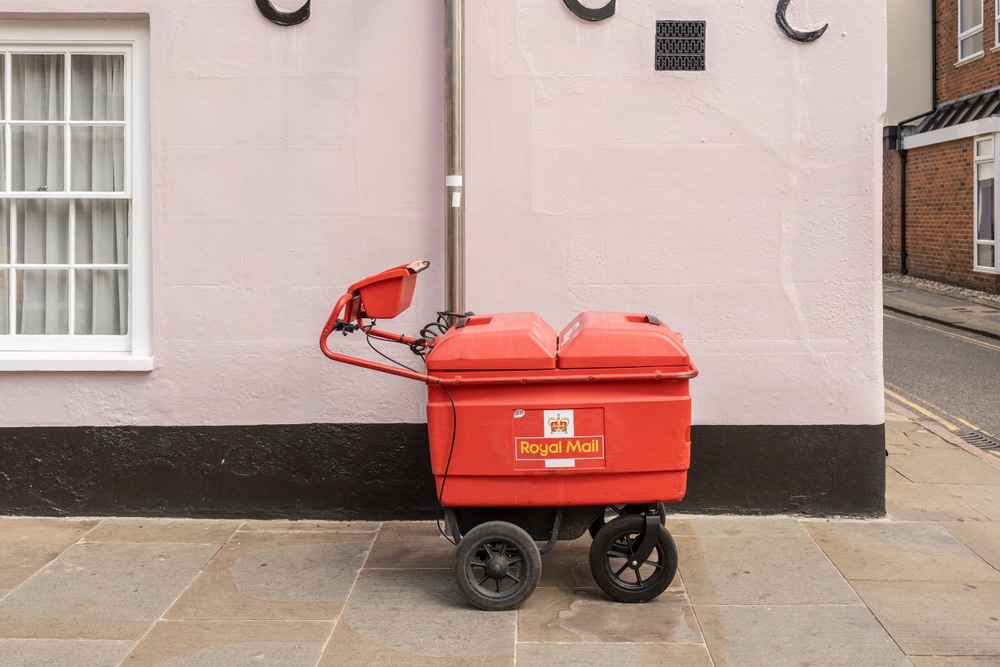 Royal mail postal cart on a path