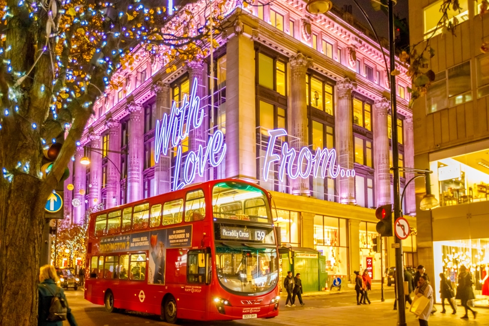 Selfridges store London at Christmas
