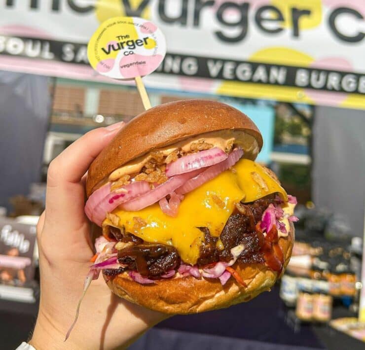 Vegan burger outside the Vurger company