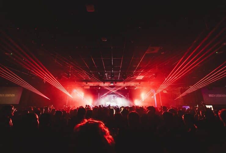 a club and dj night at butlins with red strobe lights