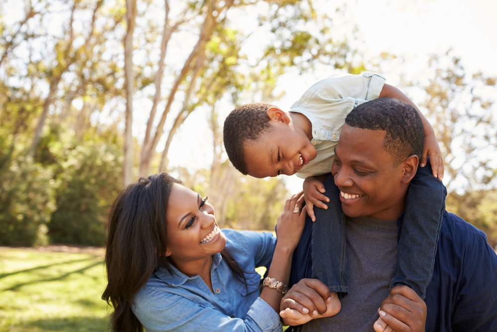 a family having fun outdoors