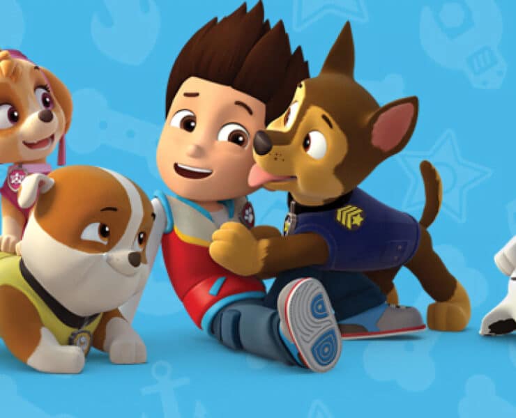 ryder with his crew of pups in PAW Patrol