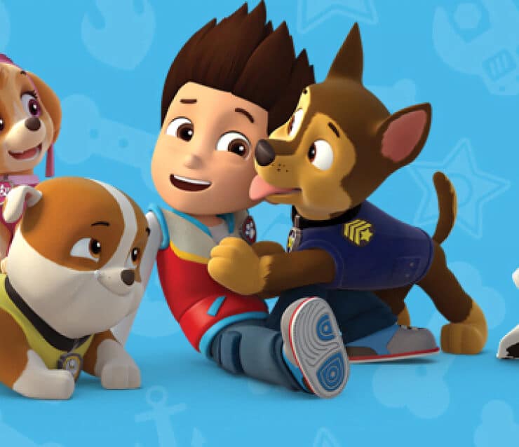 ryder with his crew of pups in PAW Patrol