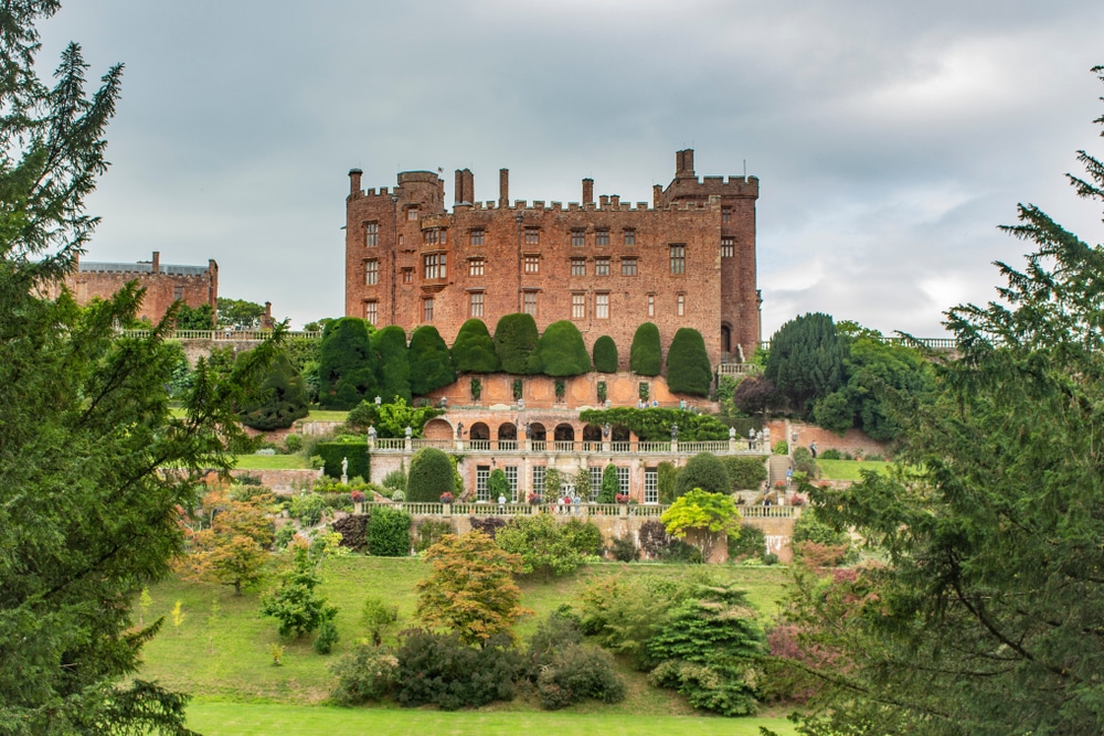 powis castle on a cloudy day