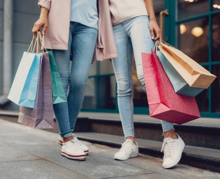 people with shopping bags