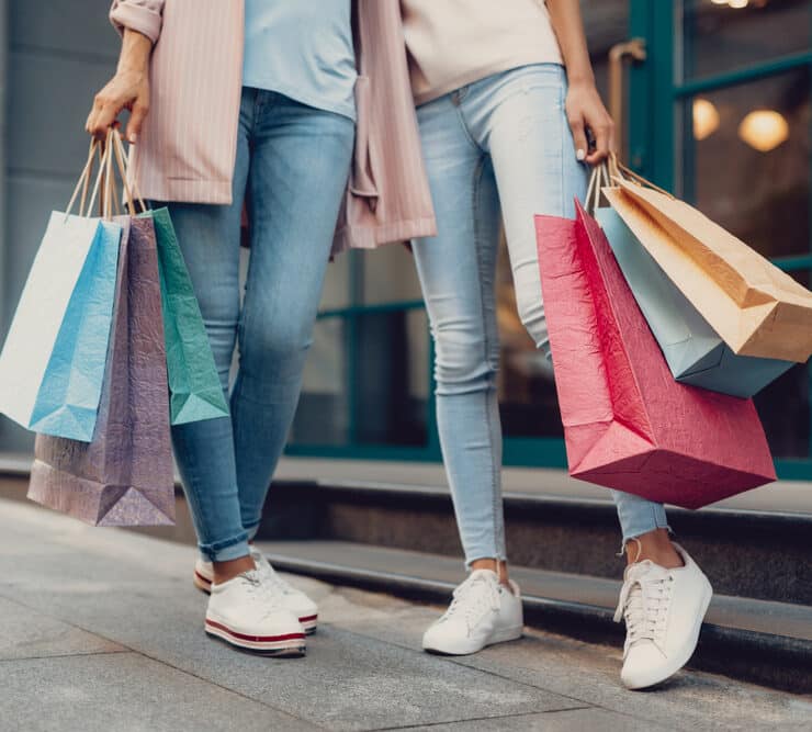 people with shopping bags