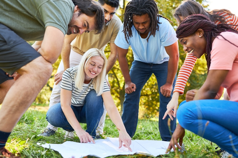 a group of people planning a hunt