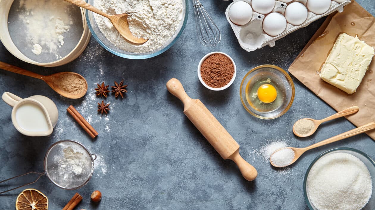 Ingredients to make a cake