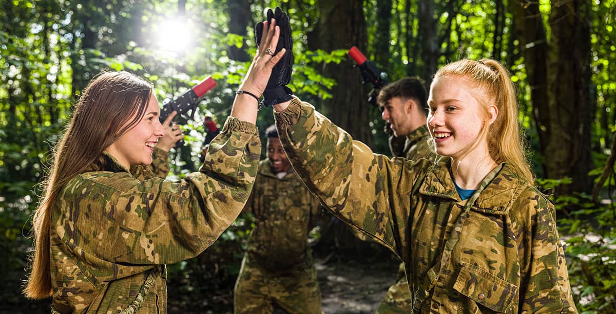 girls high five'ing