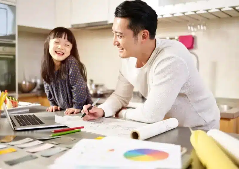 parent and child working together