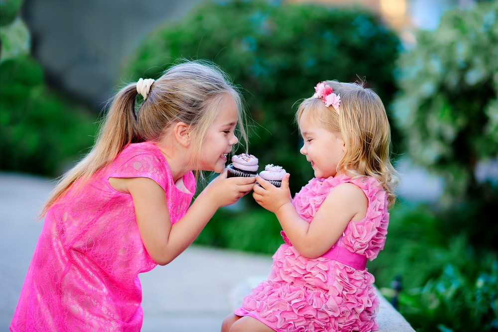 Girls enjoying cupcakes
