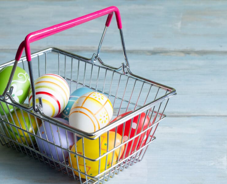 shopping basket filled with eggs