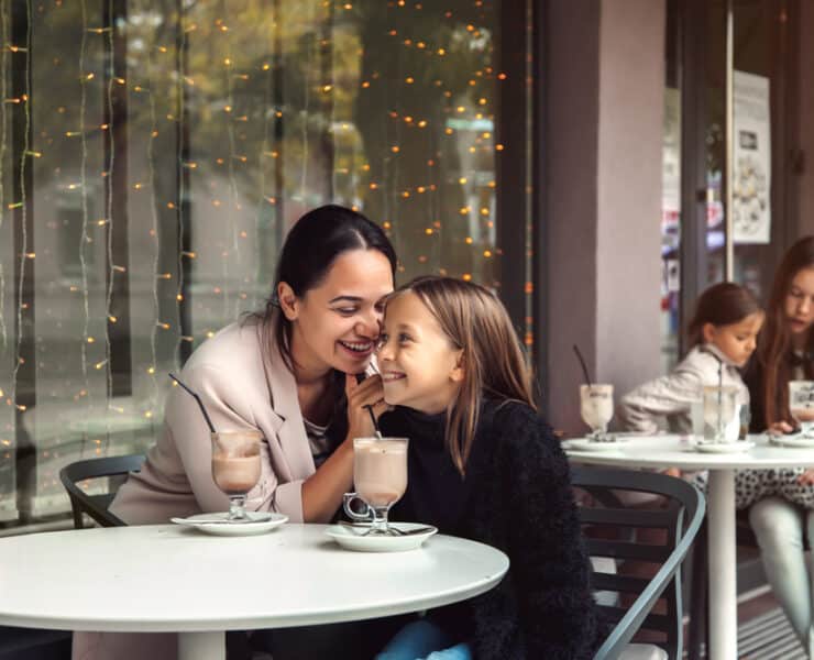 mother and daughter out at a restaurant