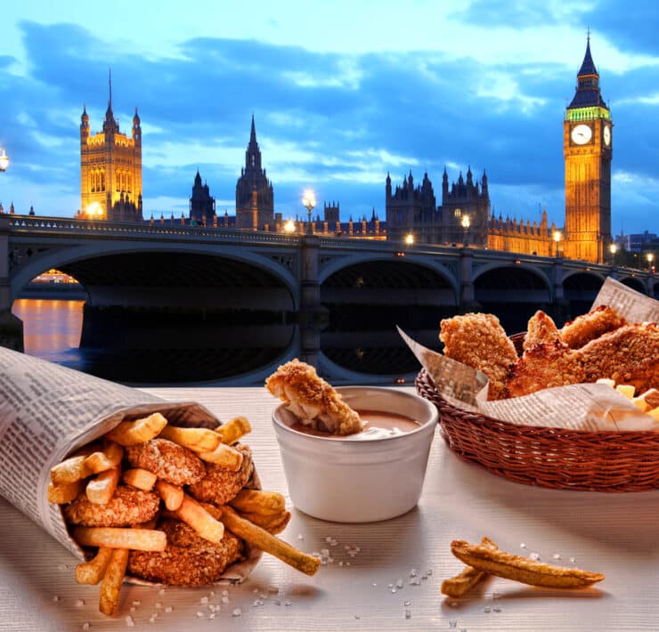 eating with big ben in the background