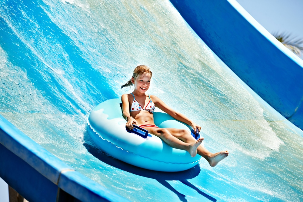 Girl on Water park slide