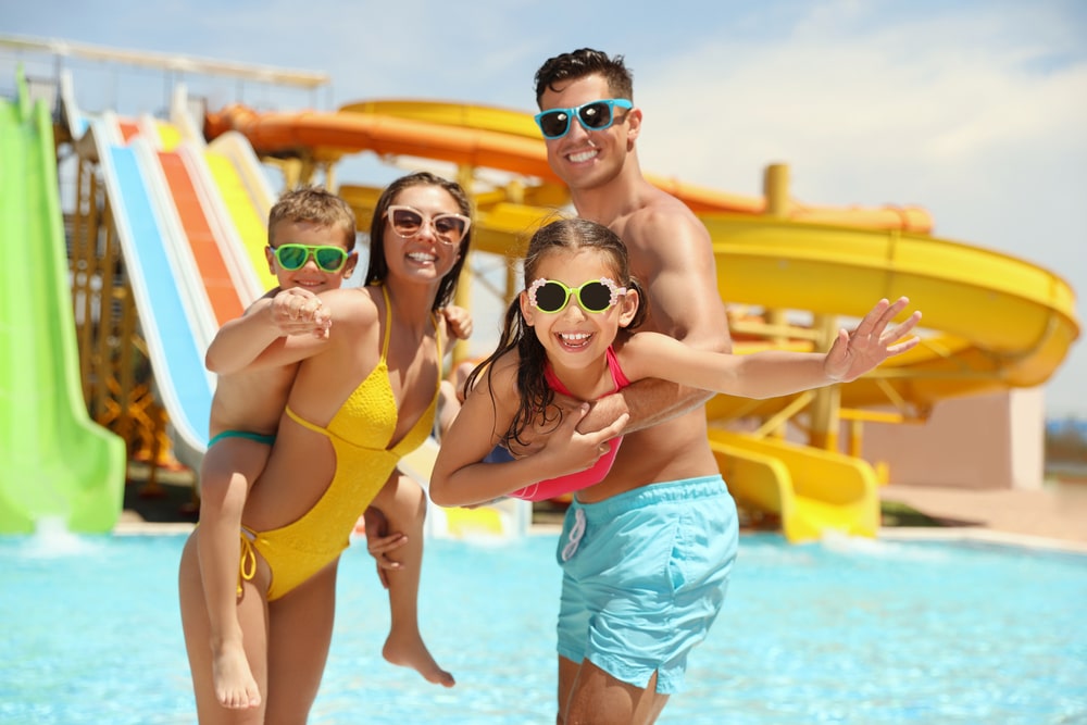Family at aqua park