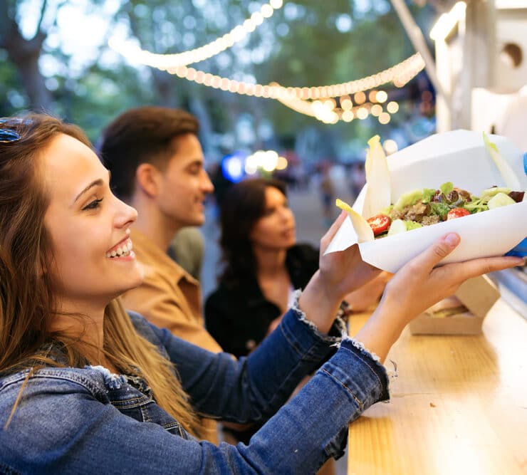woman at a street food market