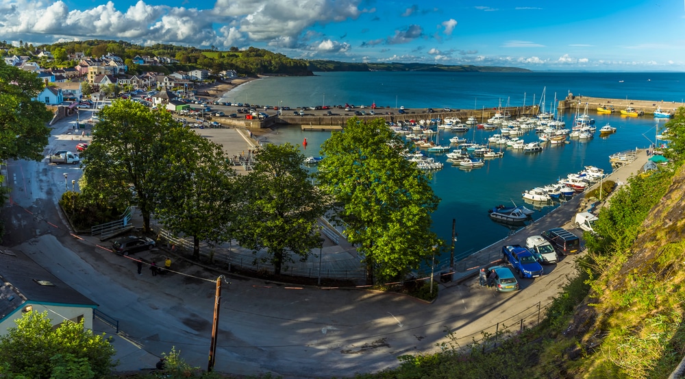 Saundersfoot aerial view of sea and harbour