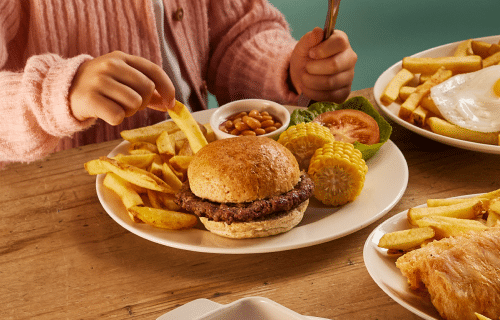 brewers fayre burger and chips lunch