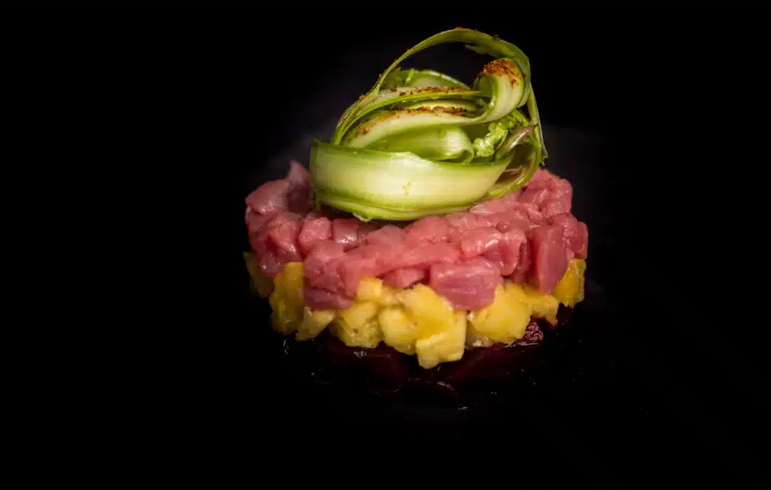 meat and vegetable dish at dans le noir