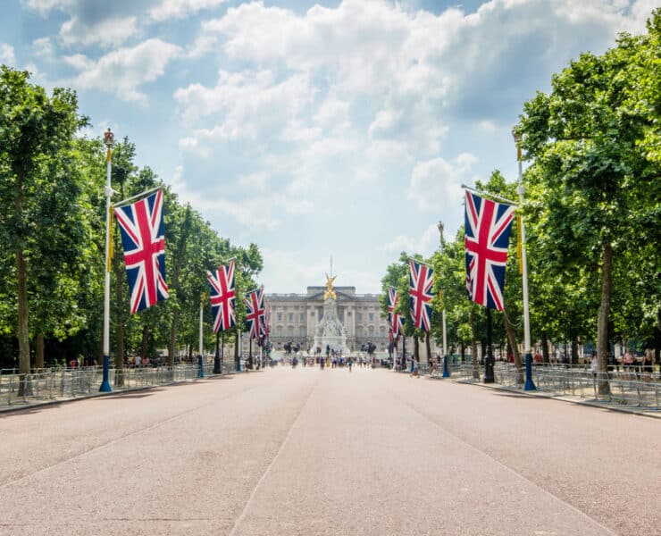 Union Jack bunting Buckingham Palace