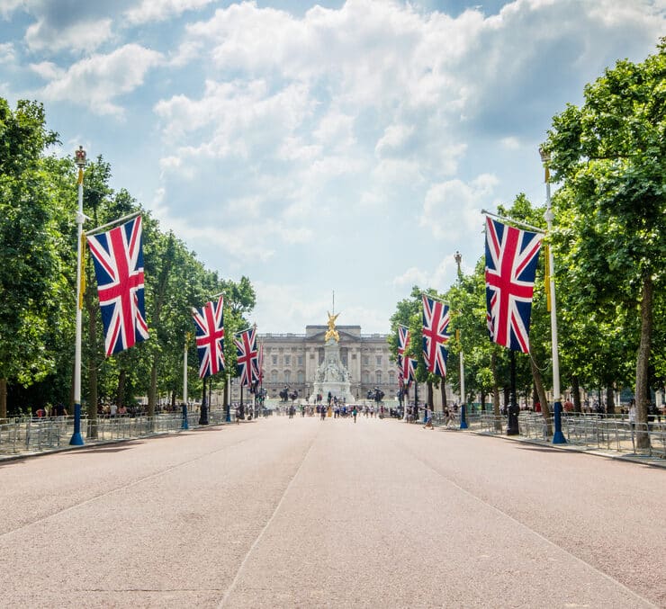 Union Jack bunting Buckingham Palace