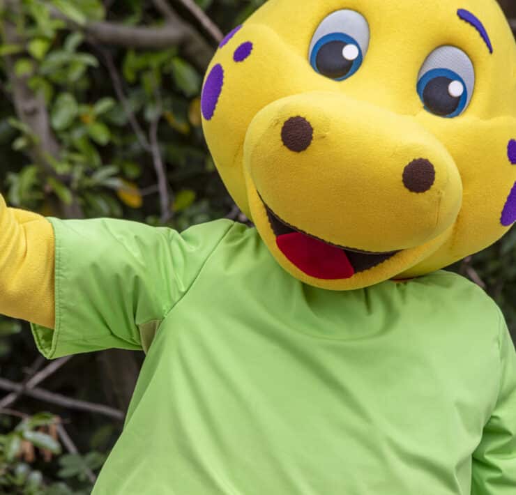 Dinosaur character waving