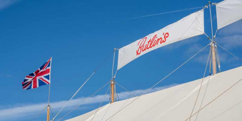 butlins flag against a clear blue sky