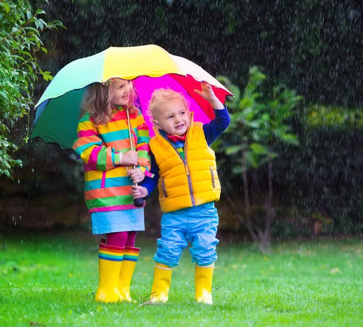 Children in rain