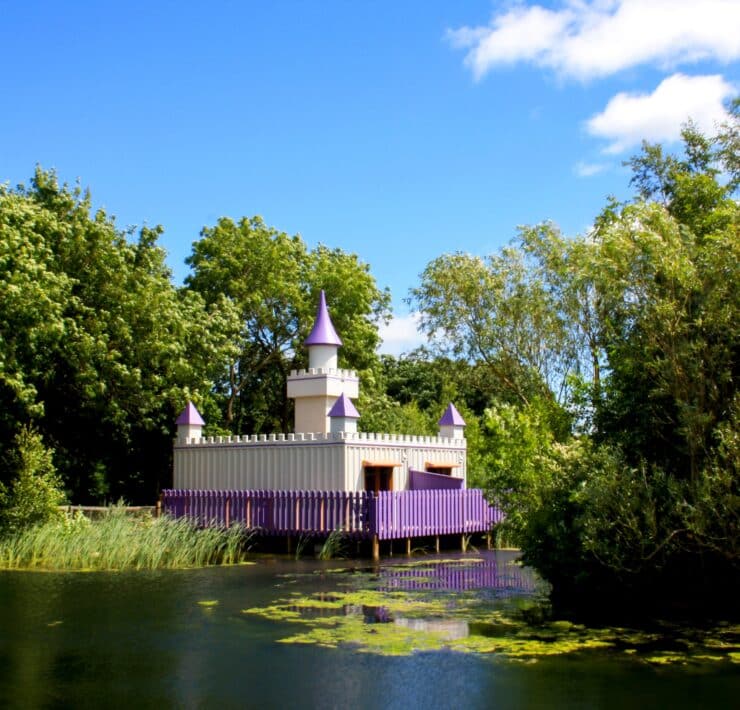 Princess palace on water at gullivers theme park