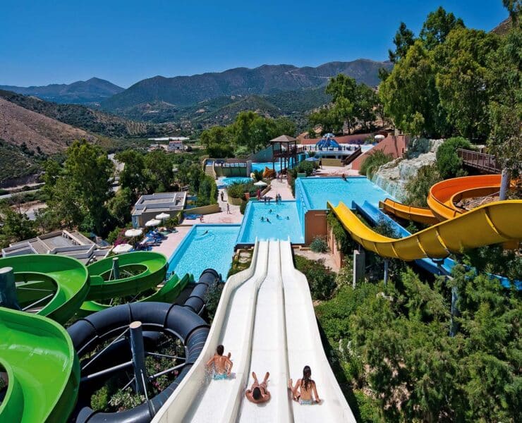 colourful swimming slides at fodele beach resort