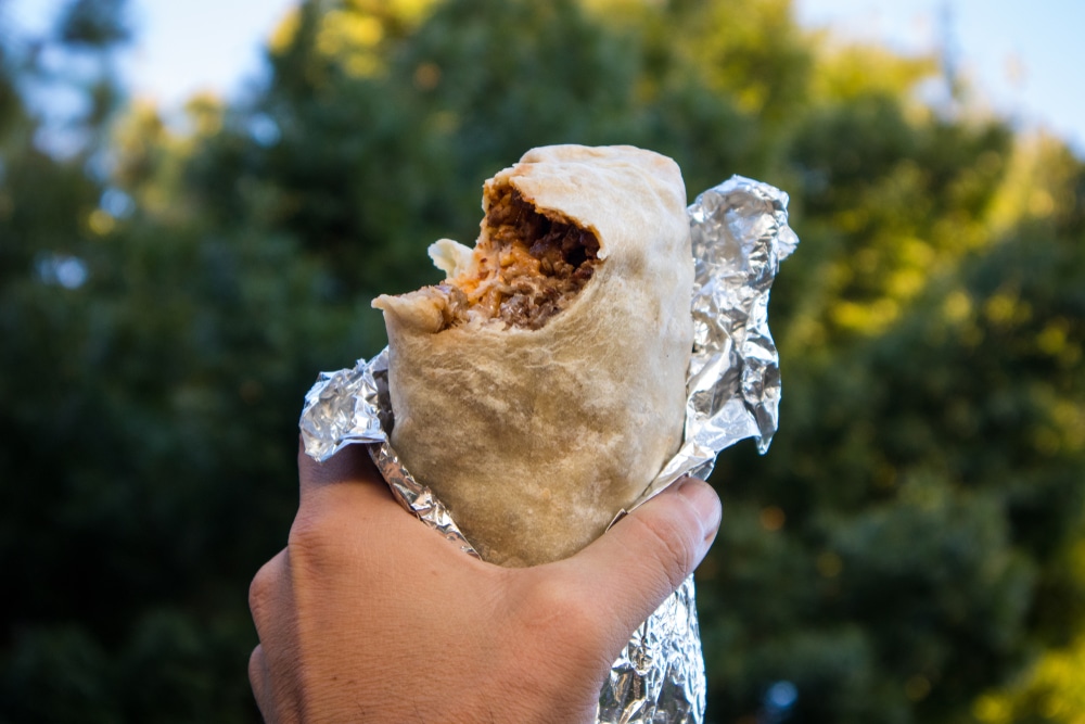 someone holding a burrito