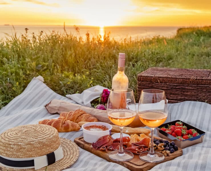 french picnic at sunset