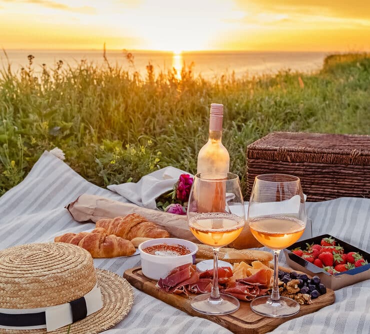 french picnic at sunset