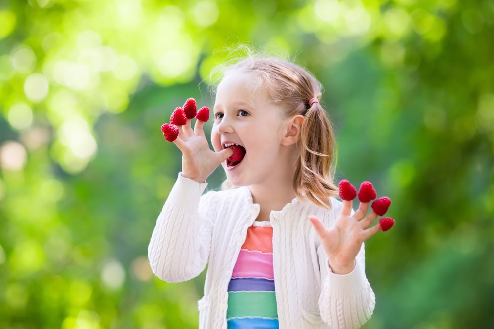 Girl with fruit
