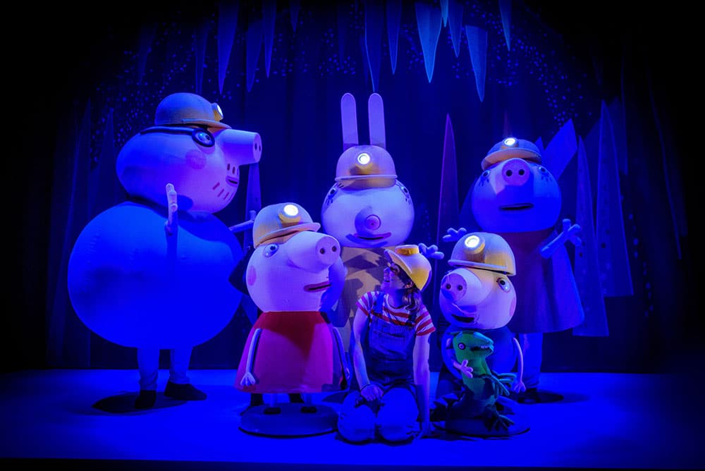 peppa pig and family in a cave