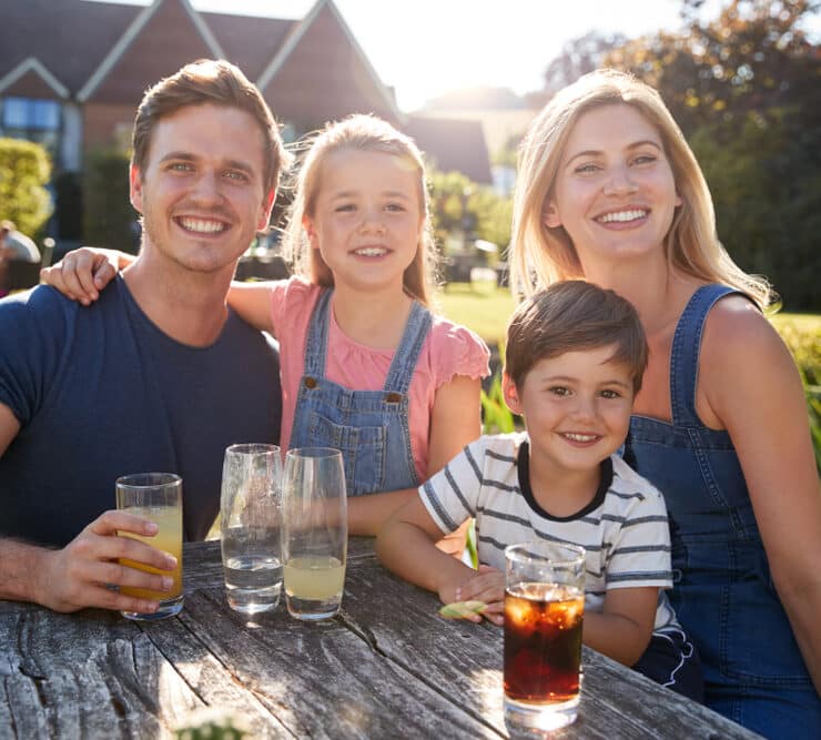 Family in pub with play area