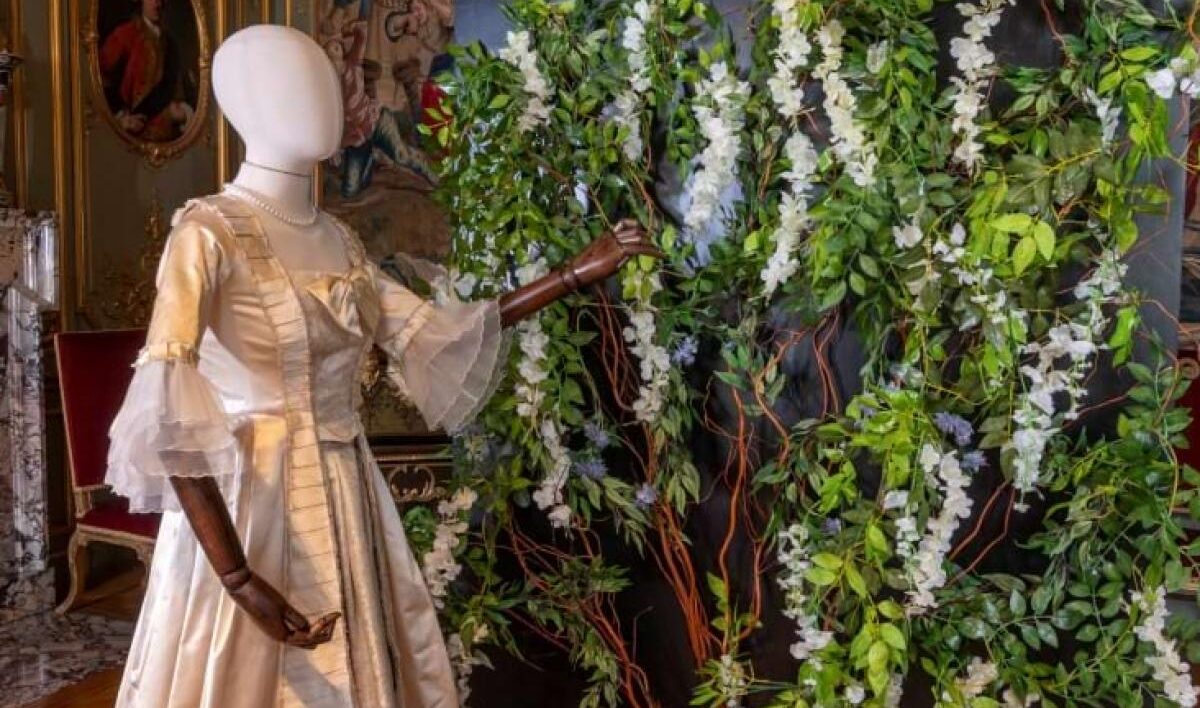 Historical wedding dress costume on a mannequin