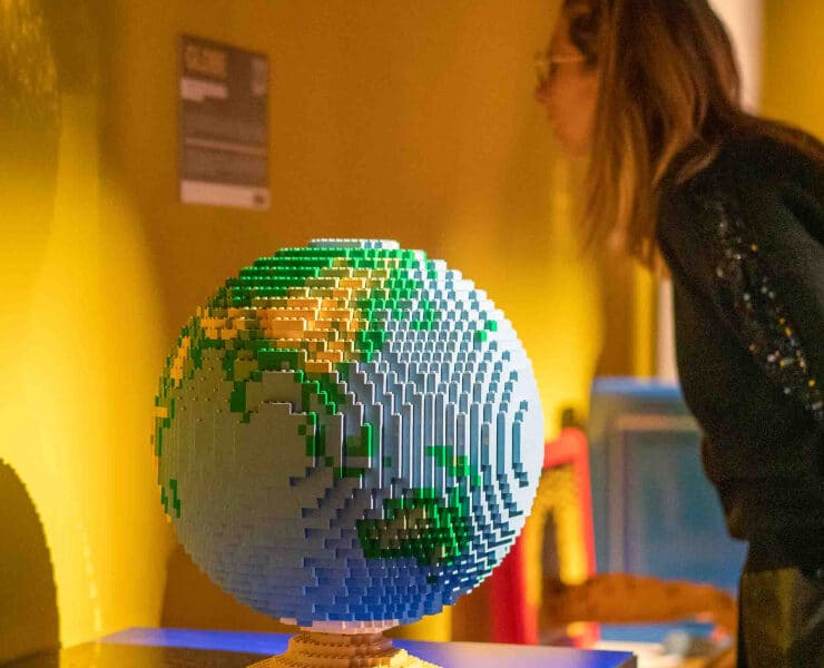 a globe made out of lego