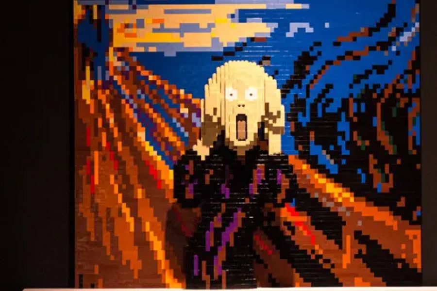 the scream painting made out of lego