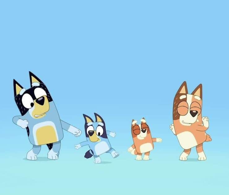 bluey and family dancing