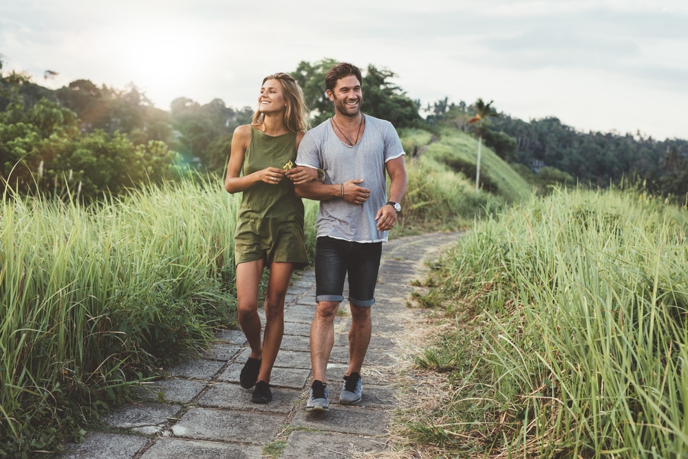 a couple walking