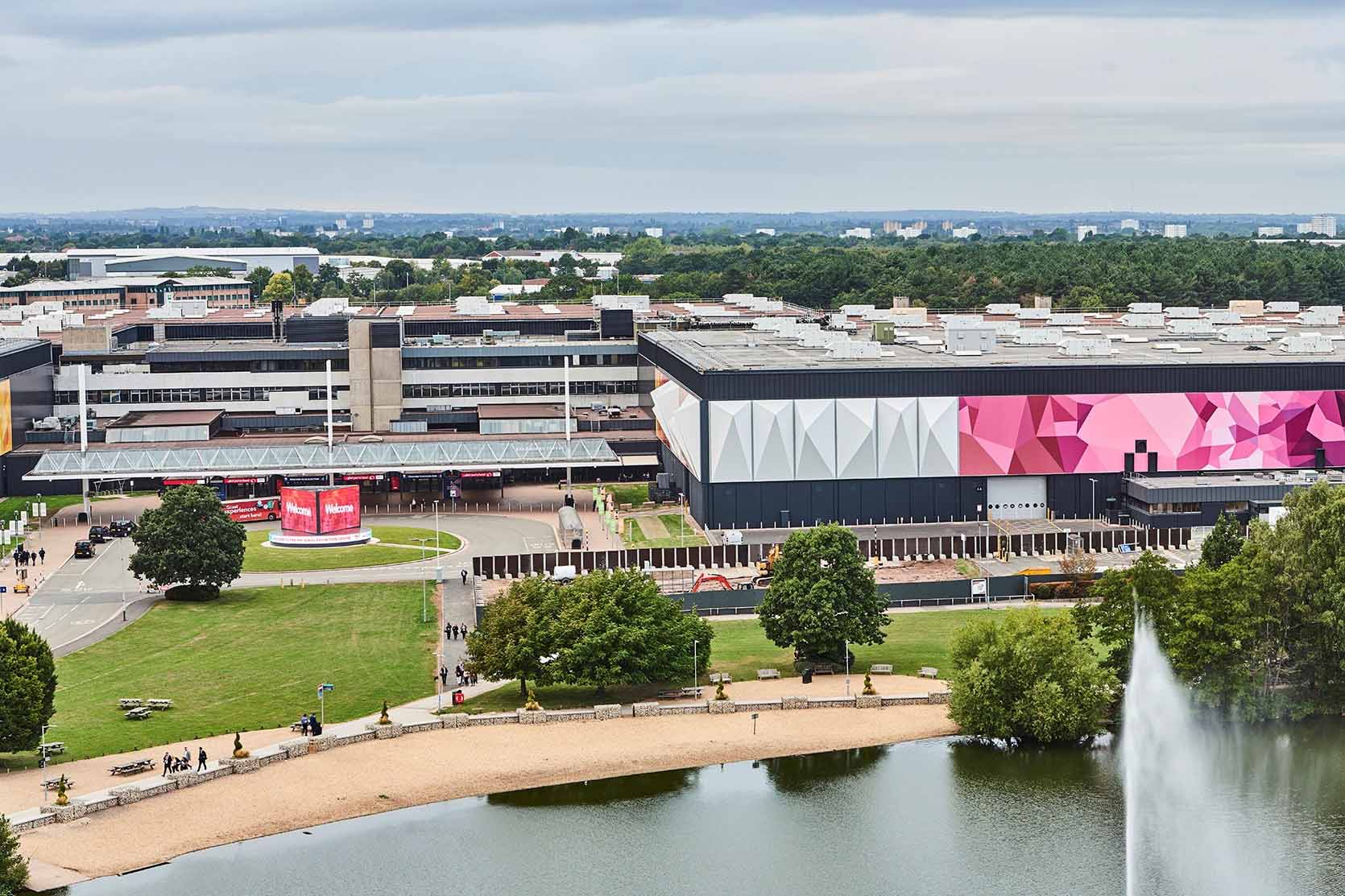 outside aerial shot of NEC
