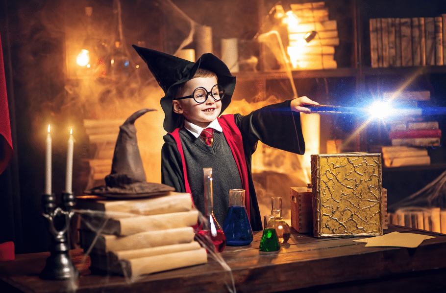 boy dressed as harry potter