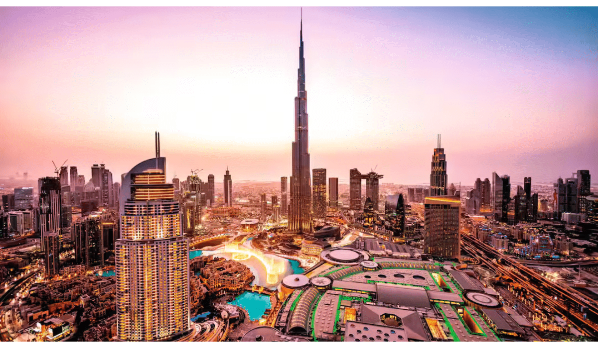 dubai city at sunset