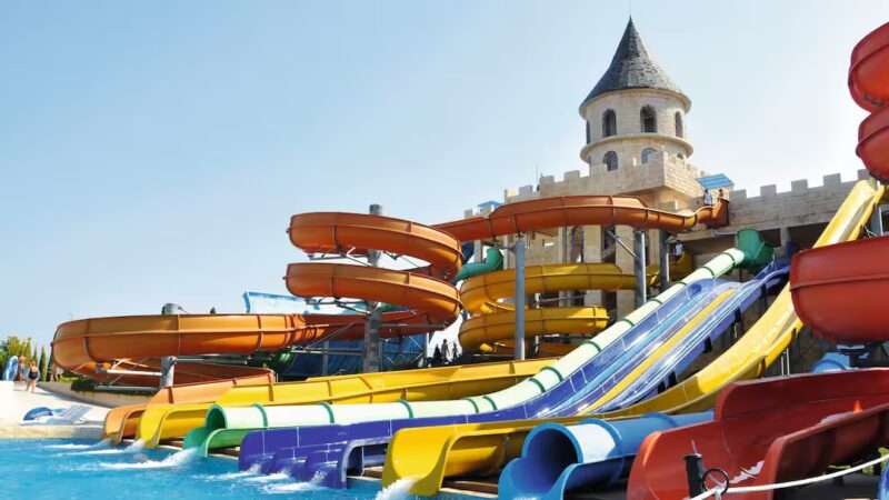 multi-coloured waterslides