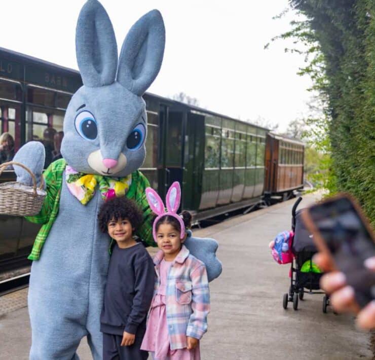 rabbit with a steam train for easter