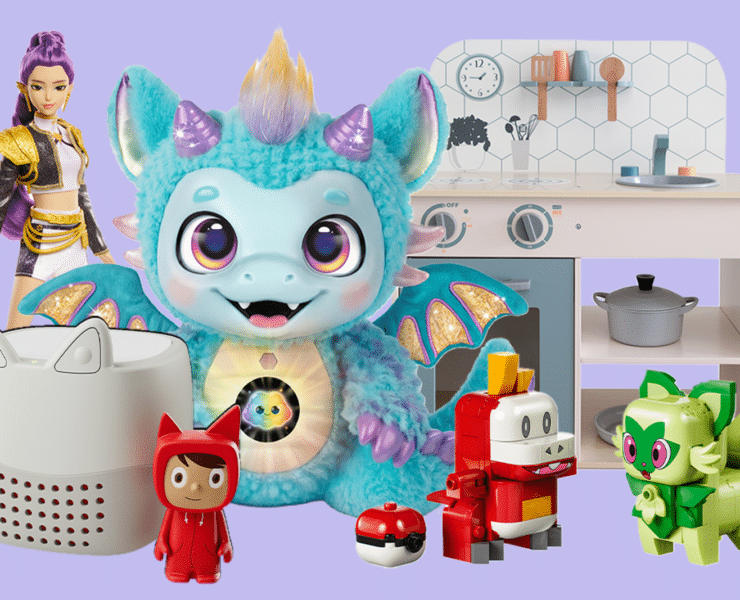 A collage showing various popular toys for Christmas 2026, including a robot, a dollhouse, and a toy car track, representing the Argos top 20 list.